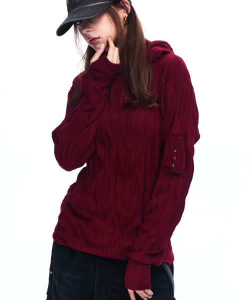 RSSC(アールエスエスシー)の「CRINKLE HOODIE LONG SLEEVE - WINE(パーカー・レディース・その他・1/2)」の4枚目の写真