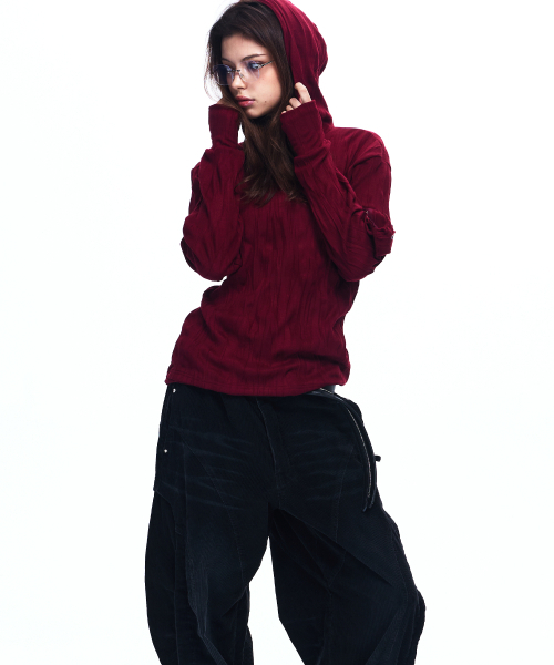 RSSC(アールエスエスシー)の「CRINKLE HOODIE LONG SLEEVE - WINE(パーカー・レディース・その他・1/2)」の5枚目の写真