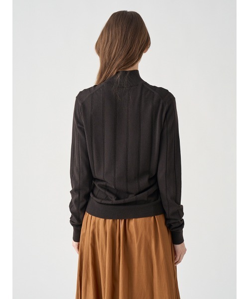 JOHN SMEDLEY（ジョンスメドレー）の「ストライプ柄アイレットモックネック長袖プルオーバー（ニット/セーター・レディース・ブラウン系その他3・S）」の7枚目の写真