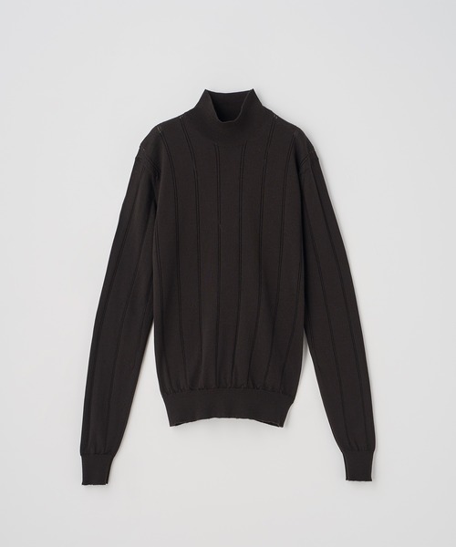 JOHN SMEDLEY（ジョンスメドレー）の「ストライプ柄アイレットモックネック長袖プルオーバー（ニット/セーター・レディース・ブラウン系その他3・S）」の2枚目の写真