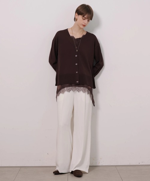 CADUNE(カデュネ)の「レースキャミ付きVカーデアンサンブル(ニット/セーター・レディース・ブラック/ベージュ/ブラウン・38)」の18枚目の写真