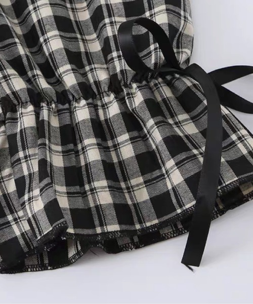 LA POMME petit（ラポミ・プチ）の「Gingham Check Lace Trim Cropped Top/ギンガムチェックレーストリムクロップドトップス（Tシャツ/カットソー・レディース・チェック・MEDIUM/SMALL/LARGE）」の6枚目の写真