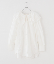 【crinkle crinkle crinkle】  double ruffle neck blouse