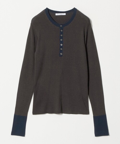 BEAUTY&YOUTH UNITED ARROWS(ビューティーアンドユースユナイテッドアローズ)の「バイカラー ヘンリーネック リブ ニットプルオーバー ウォッシャブル(ニット/セーター・レディース・ダークグレー/オフホワイト/ワイン・FREE)」の1枚目の写真