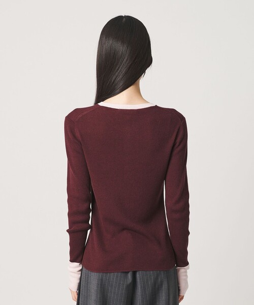 BEAUTY&YOUTH UNITED ARROWS(ビューティーアンドユースユナイテッドアローズ)の「バイカラー ヘンリーネック リブ ニットプルオーバー ウォッシャブル(ニット/セーター・レディース・ダークグレー/オフホワイト/ワイン・FREE)」の11枚目の写真