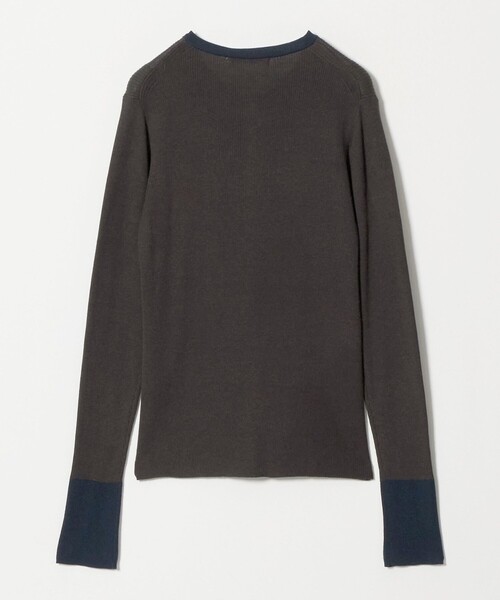 BEAUTY&YOUTH UNITED ARROWS(ビューティーアンドユースユナイテッドアローズ)の「バイカラー ヘンリーネック リブ ニットプルオーバー ウォッシャブル(ニット/セーター・レディース・ダークグレー/オフホワイト/ワイン・FREE)」の12枚目の写真