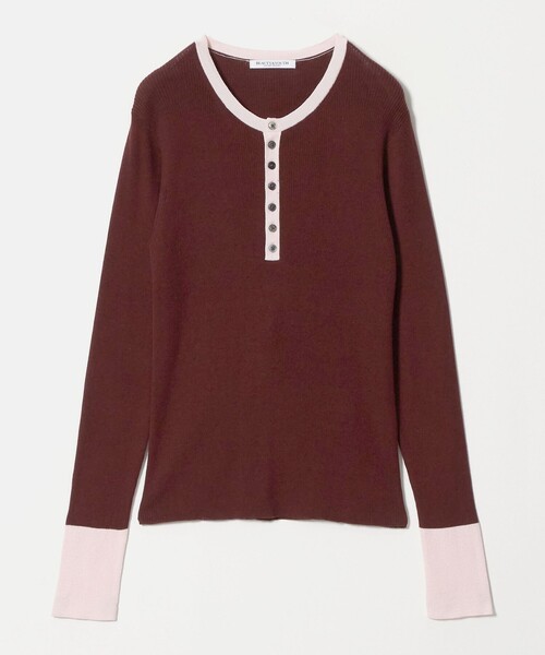 BEAUTY&YOUTH UNITED ARROWS(ビューティーアンドユースユナイテッドアローズ)の「バイカラー ヘンリーネック リブ ニットプルオーバー ウォッシャブル(ニット/セーター・レディース・ダークグレー/オフホワイト/ワイン・FREE)」の17枚目の写真