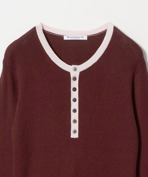BEAUTY&YOUTH UNITED ARROWS(ビューティーアンドユースユナイテッドアローズ)の「バイカラー ヘンリーネック リブ ニットプルオーバー ウォッシャブル(ニット/セーター・レディース・ダークグレー/オフホワイト/ワイン・FREE)」の18枚目の写真