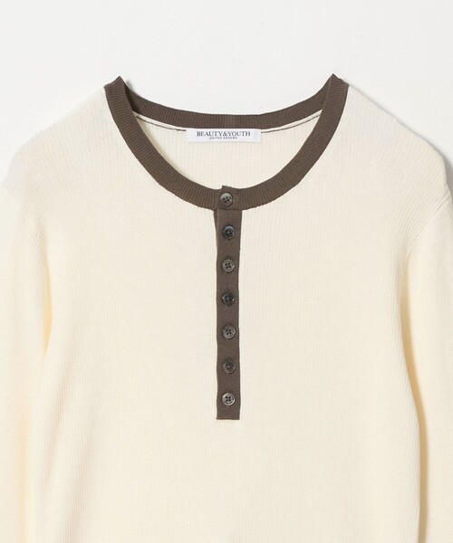 BEAUTY&YOUTH UNITED ARROWS(ビューティーアンドユースユナイテッドアローズ)の「バイカラー ヘンリーネック リブ ニットプルオーバー ウォッシャブル(ニット/セーター・レディース・ダークグレー/オフホワイト/ワイン・FREE)」の21枚目の写真