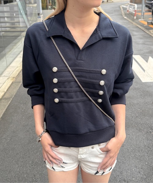 lilful（リルフル）の「ナポレオンデザイン ポロスウェット（スウェット・レディース・ネイビー/オートミール/チャコール・F）」の9枚目の写真