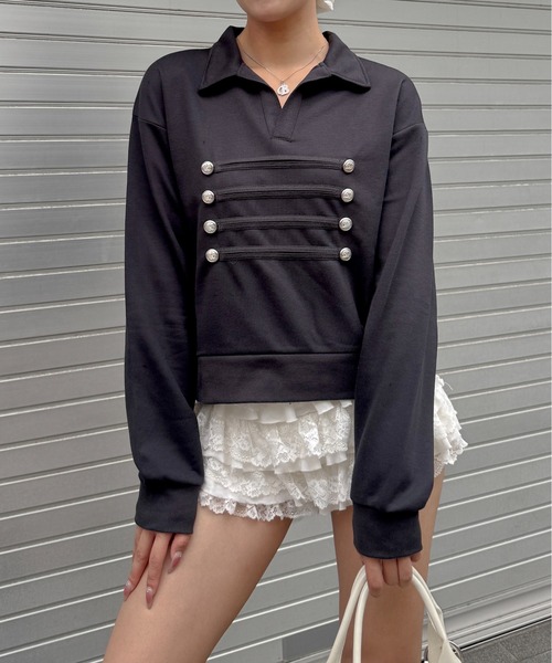 lilful（リルフル）の「ナポレオンデザイン ポロスウェット（スウェット・レディース・ネイビー/オートミール/チャコール・F）」の14枚目の写真