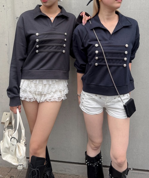 lilful（リルフル）の「ナポレオンデザイン ポロスウェット（スウェット・レディース・ネイビー/オートミール/チャコール・F）」の11枚目の写真