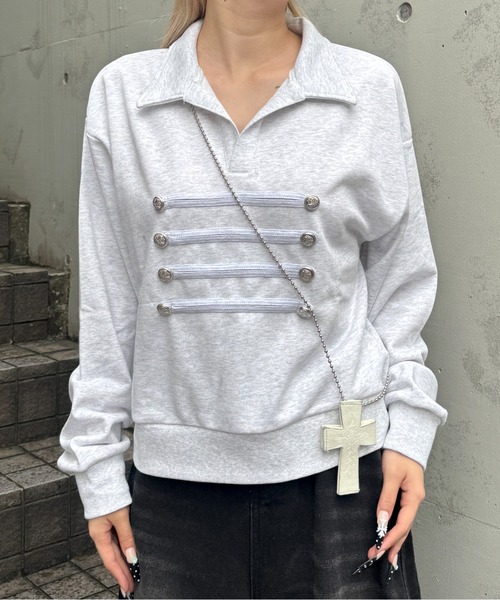 lilful（リルフル）の「ナポレオンデザイン ポロスウェット（スウェット・レディース・ネイビー/オートミール/チャコール・F）」の8枚目の写真