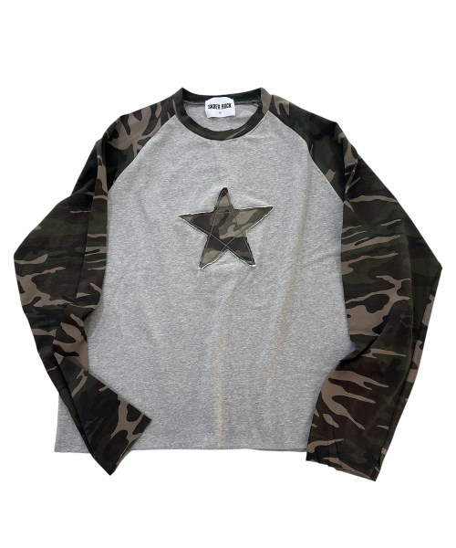 SK8ER ROCK(スケーターロック)の「スターラグランTシャツ (メランジグレー/カモフラージュ)(Tシャツ/カットソー・レディース・その他・ONE SIZE)」の1枚目の写真