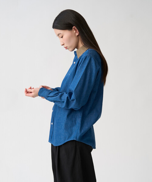 DANTON(ダントン)の「Women's Denim Corduroy Collar Shirt(シャツ/ブラウス・レディース・ブルー/ブラック・36/34/38)」の4枚目の写真