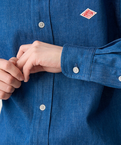 DANTON(ダントン)の「Women's Denim Corduroy Collar Shirt(シャツ/ブラウス・レディース・ブルー/ブラック・36/34/38)」の8枚目の写真