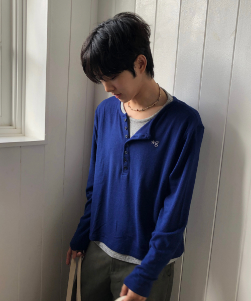 GRUNDEN（グルンデン）の「[GRUNDEN X ソジン] レイヤードヘンリーネックニット (ネイビー)_GCCUJTS01NY（ニット/セーター・レディース・その他・1/2）」の5枚目の写真