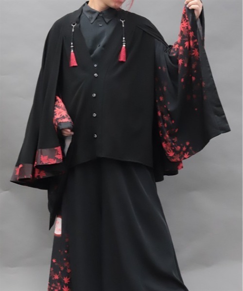 REZEN(リゼン)の「紅葉×月ケープ羽織(その他アウター・メンズ・ローズ/レッドパープル・MEDIUM/LARGE)」の9枚目の写真