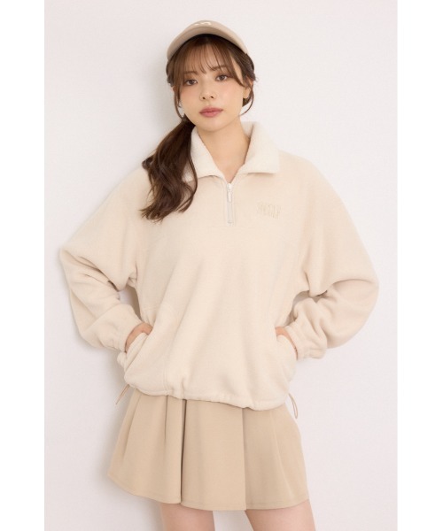 RIENDA GOLF(リエンダゴルフ)の「【RIENDA GOLF】ハーフジップフリースプルオーバー 秋服 冬服(スウェット・レディース・アイボリー/ダークグレー・SMALL/MEDIUM)」の2枚目の写真