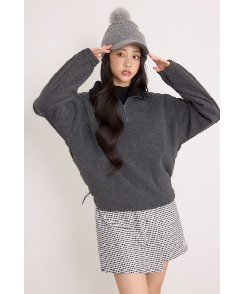 RIENDA GOLF(リエンダゴルフ)の「【RIENDA GOLF】ハーフジップフリースプルオーバー 秋服 冬服(スウェット・レディース・アイボリー/ダークグレー・SMALL/MEDIUM)」の1枚目の写真