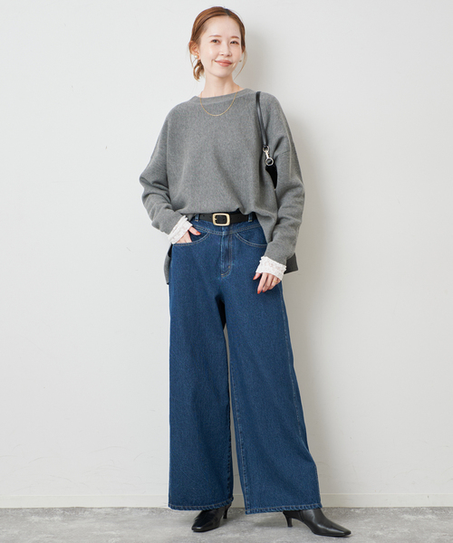 SLOBE IENA（スローブイエナ）の「ワイドシルエットデニム（デニムパンツ・レディース・ブルー・34/36/38）」の2枚目の写真