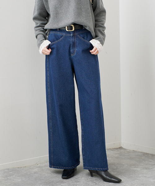 SLOBE IENA（スローブイエナ）の「ワイドシルエットデニム（デニムパンツ・レディース・ブルー・34/36/38）」の5枚目の写真