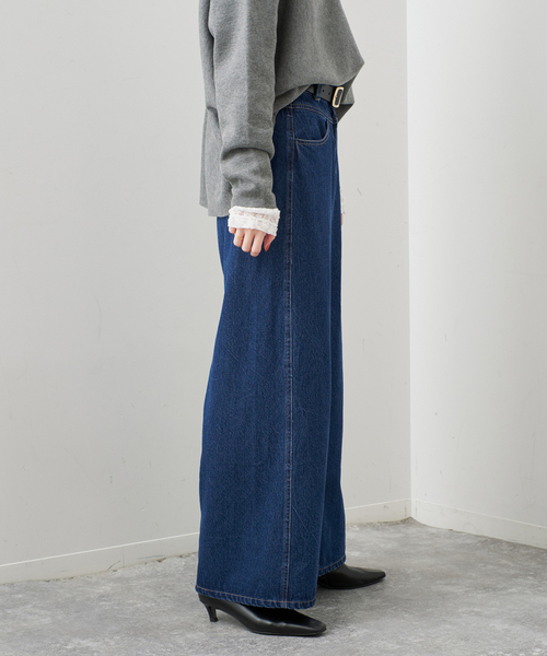SLOBE IENA（スローブイエナ）の「ワイドシルエットデニム（デニムパンツ・レディース・ブルー・34/36/38）」の6枚目の写真