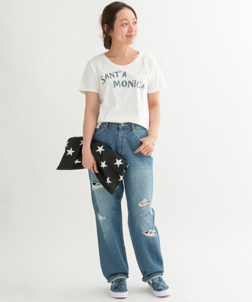 URBAN RESEARCH Sonny Label（アーバンリサーチサニーレーベル）の「Sonny Label フロッキーロゴTシャツ（Tシャツ/カットソー・レディース・オフホワイト/オレンジ系その他/ブルー・FREE）」の4枚目の写真