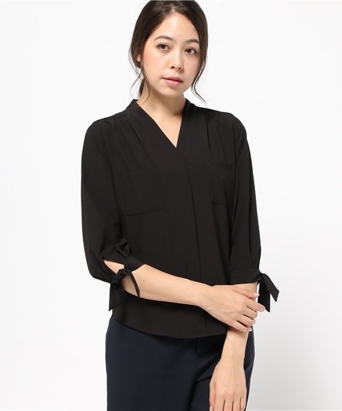 N.(N. Natural Beauty Basic)(エヌエヌナチュラルビューティーベーシック)の「リボンカフススキッパーブラウス(シャツ/ブラウス・レディース・ホワイト/ピンク/ブラック・MEDIUM)」の12枚目の写真
