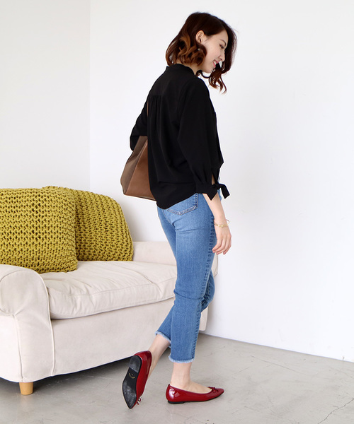 N.(N. Natural Beauty Basic)(エヌエヌナチュラルビューティーベーシック)の「リボンカフススキッパーブラウス(シャツ/ブラウス・レディース・ホワイト/ピンク/ブラック・MEDIUM)」の14枚目の写真