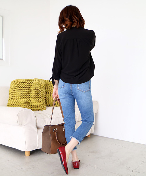 N.(N. Natural Beauty Basic)(エヌエヌナチュラルビューティーベーシック)の「リボンカフススキッパーブラウス(シャツ/ブラウス・レディース・ホワイト/ピンク/ブラック・MEDIUM)」の15枚目の写真