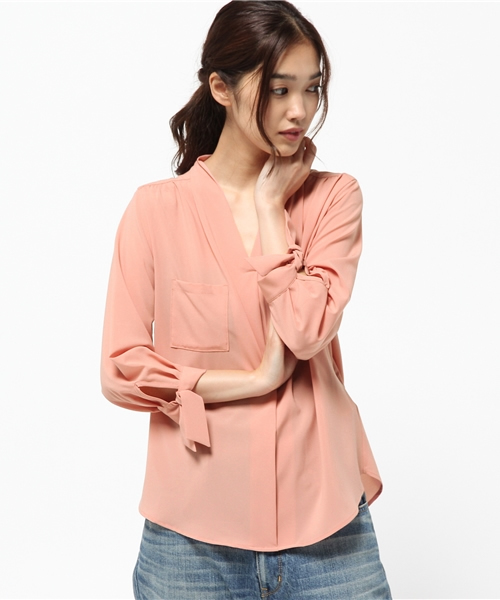 N.(N. Natural Beauty Basic)(エヌエヌナチュラルビューティーベーシック)の「リボンカフススキッパーブラウス(シャツ/ブラウス・レディース・ホワイト/ピンク/ブラック・MEDIUM)」の3枚目の写真