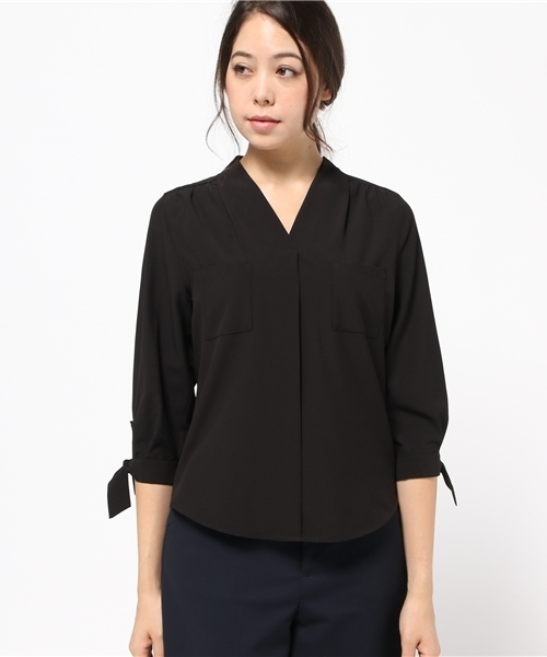 N.(N. Natural Beauty Basic)(エヌエヌナチュラルビューティーベーシック)の「リボンカフススキッパーブラウス(シャツ/ブラウス・レディース・ホワイト/ピンク/ブラック・MEDIUM)」の4枚目の写真