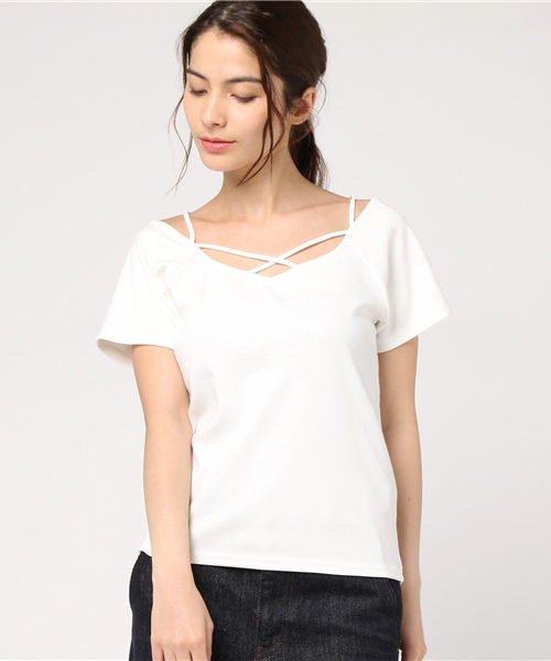 Heather(ヘザー)の「2WAYオフショルT 761820(Tシャツ/カットソー・レディース・アイボリー/ブラック/グリーン・FREE)」の15枚目の写真