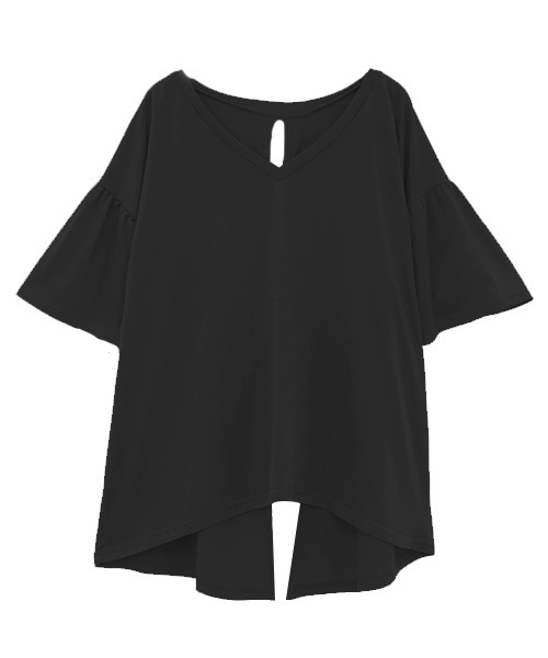 Luz Llena(ラズレナ)の「バックリボンデザイン/ビッグシルエットTシャツ(Tシャツ/カットソー・レディース・ブラック/マスタード/オフホワイト・MEDIUM)」の2枚目の写真