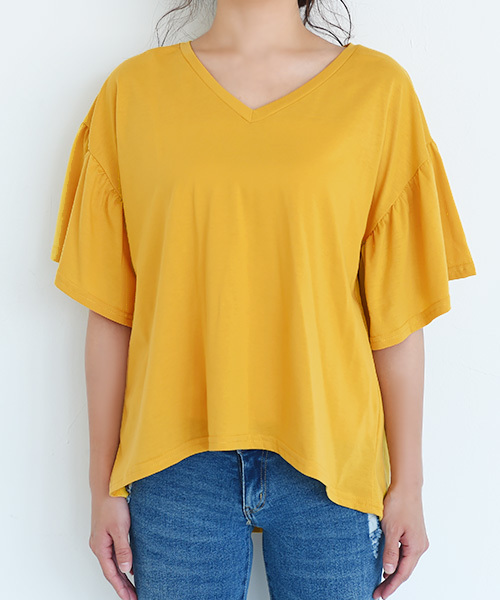 Luz Llena(ラズレナ)の「バックリボンデザイン/ビッグシルエットTシャツ(Tシャツ/カットソー・レディース・ブラック/マスタード/オフホワイト・MEDIUM)」の6枚目の写真