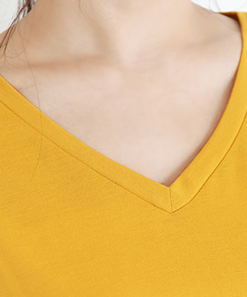 Luz Llena(ラズレナ)の「バックリボンデザイン/ビッグシルエットTシャツ(Tシャツ/カットソー・レディース・ブラック/マスタード/オフホワイト・MEDIUM)」の9枚目の写真