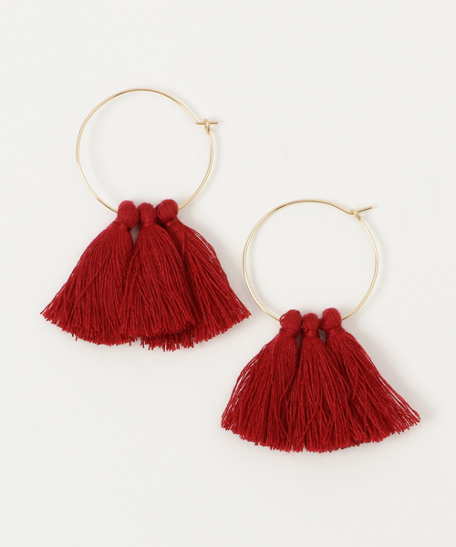 TONE SELECT GOODS(トーンセレクトグッズ)の「【glou】フリンジタッセルピアス(ピアス(両耳用)・レディース・ベージュ/レッド/ピンク系その他/ミント/イエロー/トリコロール/ピンク系その他2/スカイブルー・FREE)」の7枚目の写真