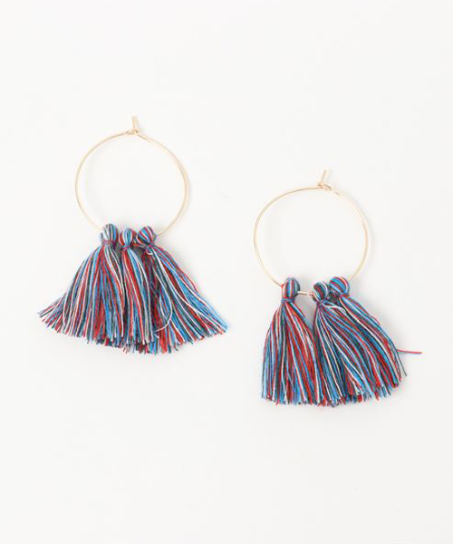 TONE SELECT GOODS(トーンセレクトグッズ)の「【glou】フリンジタッセルピアス(ピアス(両耳用)・レディース・ベージュ/レッド/ピンク系その他/ミント/イエロー/トリコロール/ピンク系その他2/スカイブルー・FREE)」の8枚目の写真