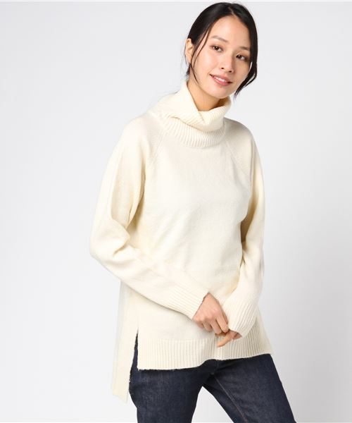 earth music&ecology（アースミュージックアンドエコロジー）の「シアバター加工タートルネックニットチュニック（チュニック・レディース・ライトグレー/ネイビー/アイボリー/ミント/ピンクベージュ・FREE）」の2枚目の写真