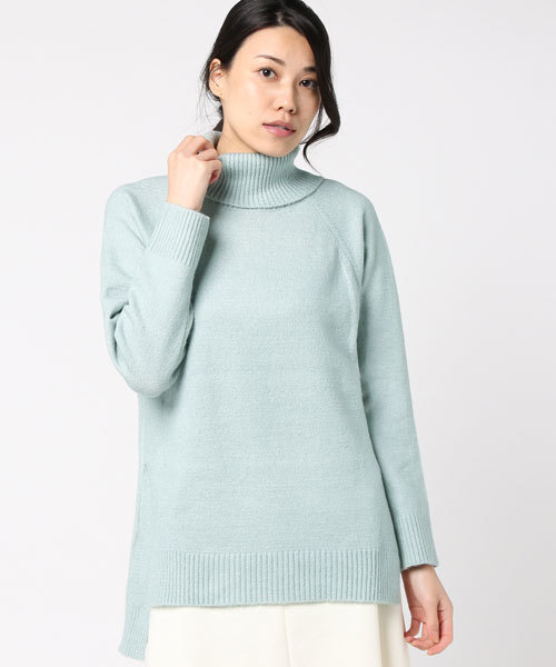 earth music&ecology（アースミュージックアンドエコロジー）の「シアバター加工タートルネックニットチュニック（チュニック・レディース・ライトグレー/ネイビー/アイボリー/ミント/ピンクベージュ・FREE）」の3枚目の写真