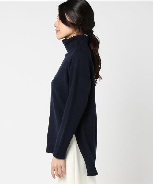 earth music&ecology（アースミュージックアンドエコロジー）の「シアバター加工タートルネックニットチュニック（チュニック・レディース・ライトグレー/ネイビー/アイボリー/ミント/ピンクベージュ・FREE）」の6枚目の写真