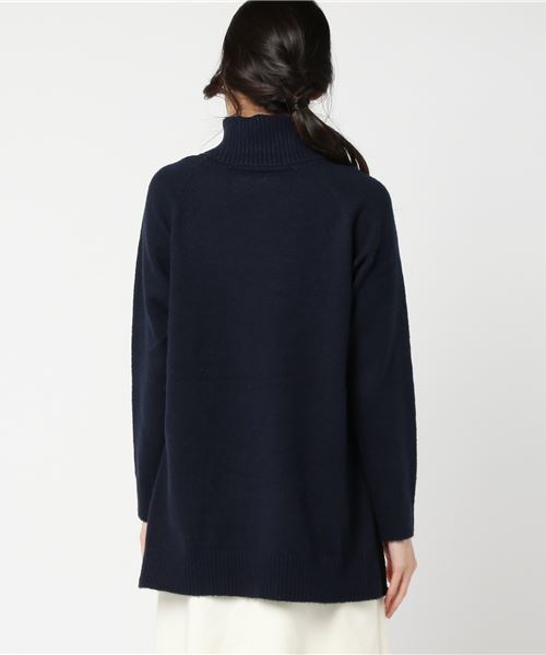 earth music&ecology（アースミュージックアンドエコロジー）の「シアバター加工タートルネックニットチュニック（チュニック・レディース・ライトグレー/ネイビー/アイボリー/ミント/ピンクベージュ・FREE）」の7枚目の写真