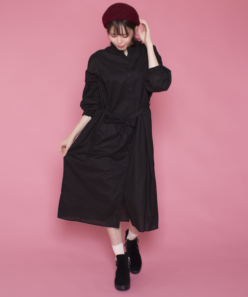 lala Born（ララボーン）の「lala born/ロングスタンドカラーシャツワンピ（ワンピース・レディース・その他/ベージュ/ブラック/アイボリー/カーキ・FREE）」の2枚目の写真