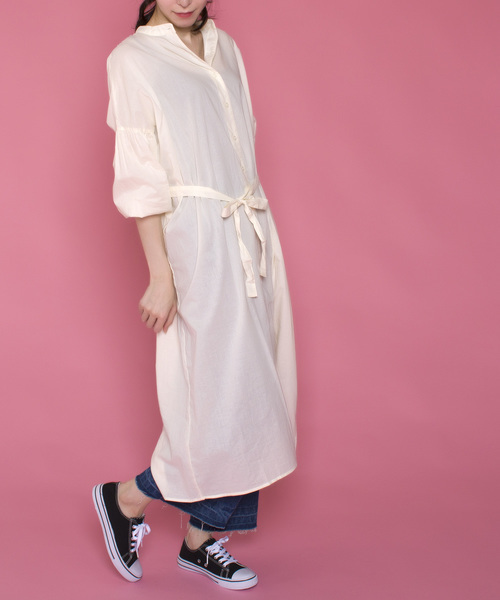 lala Born（ララボーン）の「lala born/ロングスタンドカラーシャツワンピ（ワンピース・レディース・その他/ベージュ/ブラック/アイボリー/カーキ・FREE）」の11枚目の写真
