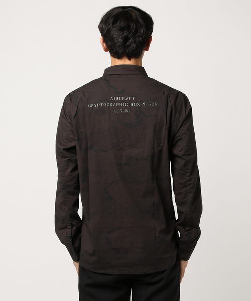 AVIREX（アヴィレックス）の「AVIREX/アヴィレックス/2トーン カモ ミリタリーシャツ/2TONE CAMO MILLITARY SHIRT（シャツ/ブラウス・メンズ・ホワイト/ブラック/オリーブ・LARGE/X-LARGE/XX-LARGE/MEDIUM）」の5枚目の写真