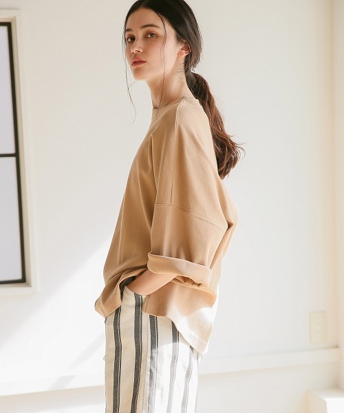 A part by（アパートバイ）の「ペルヴィアンピマBIGTシャツ　 788628（Tシャツ/カットソー・レディース・ホワイト/ブラック/ベージュ・FREE）」の3枚目の写真