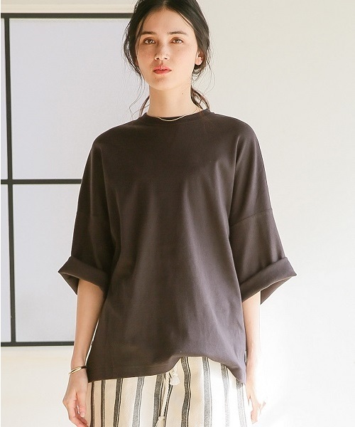 A part by（アパートバイ）の「ペルヴィアンピマBIGTシャツ　 788628（Tシャツ/カットソー・レディース・ホワイト/ブラック/ベージュ・FREE）」の2枚目の写真