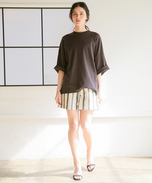 A part by（アパートバイ）の「ペルヴィアンピマBIGTシャツ　 788628（Tシャツ/カットソー・レディース・ホワイト/ブラック/ベージュ・FREE）」の12枚目の写真