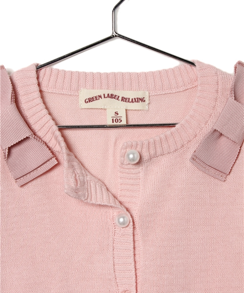 green label relaxing（グリーンレーベルリラクシング）の「○△ダブルリボン カーディガン◆（カーディガン/ボレロ・キッズ・ピンク/ネイビー・105/115/125）」の4枚目の写真
